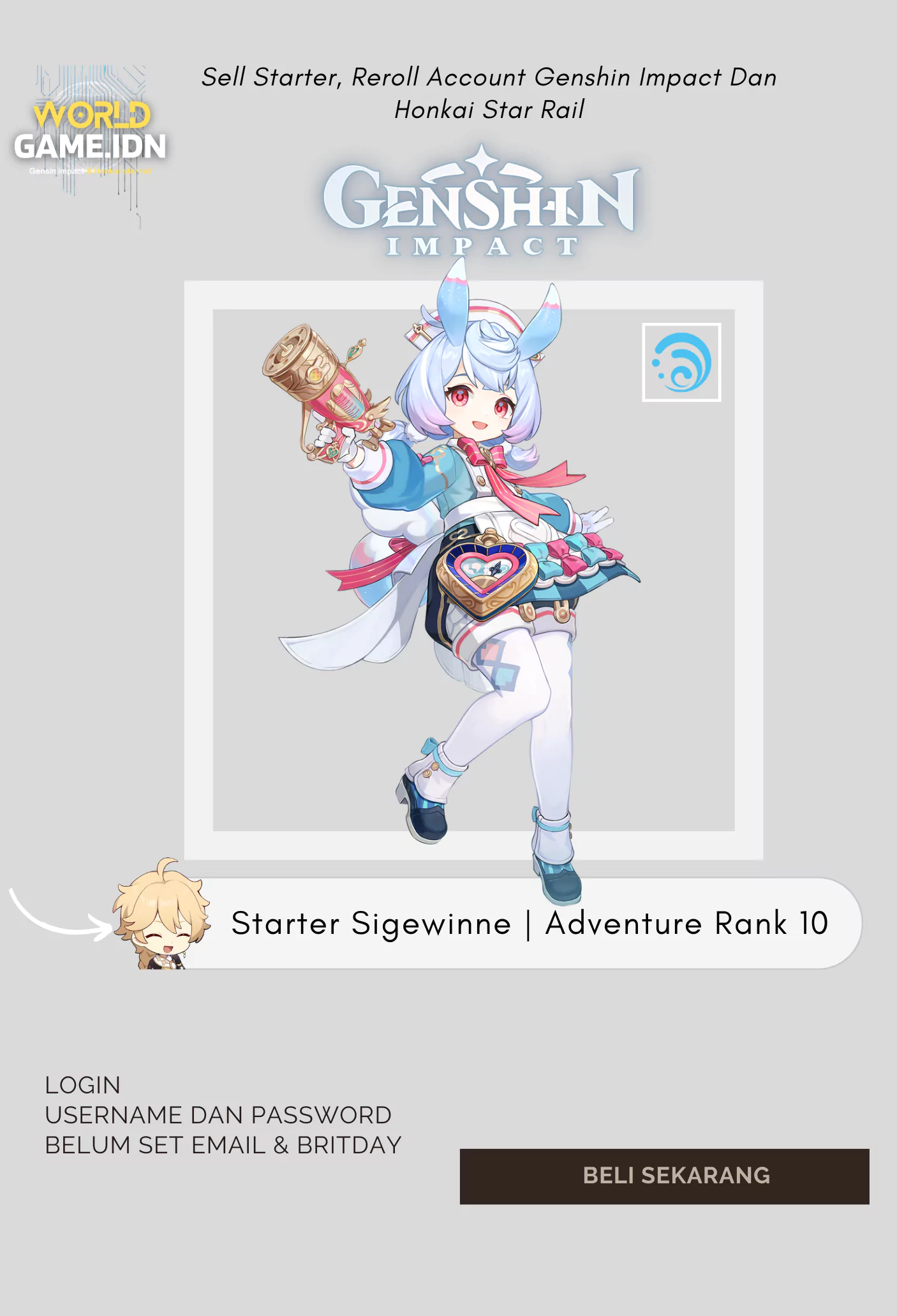 Starter Sigewinne | Adventure Rank 10 Aether Mc