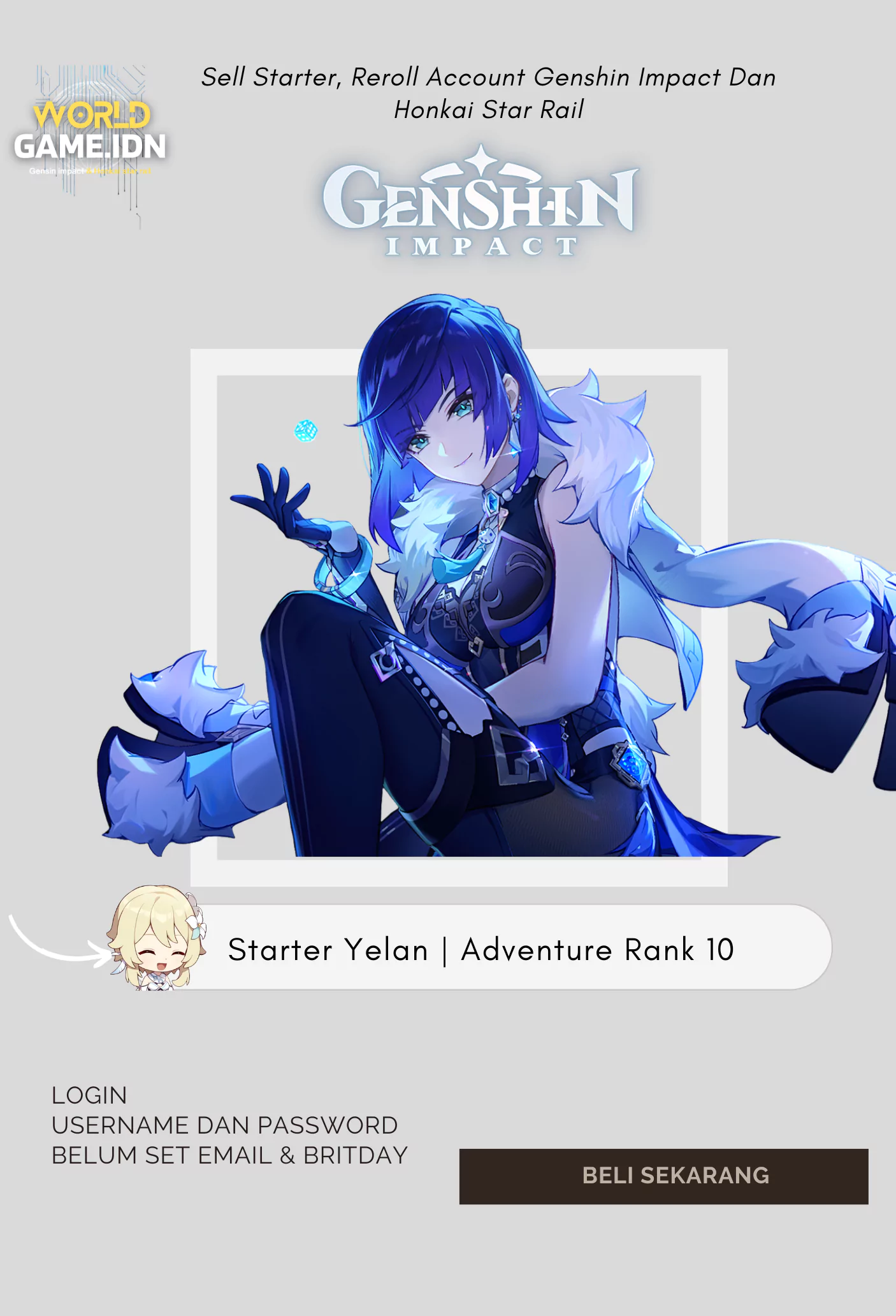 Starter Yelan | Adventure Rank 10 Lumine MC